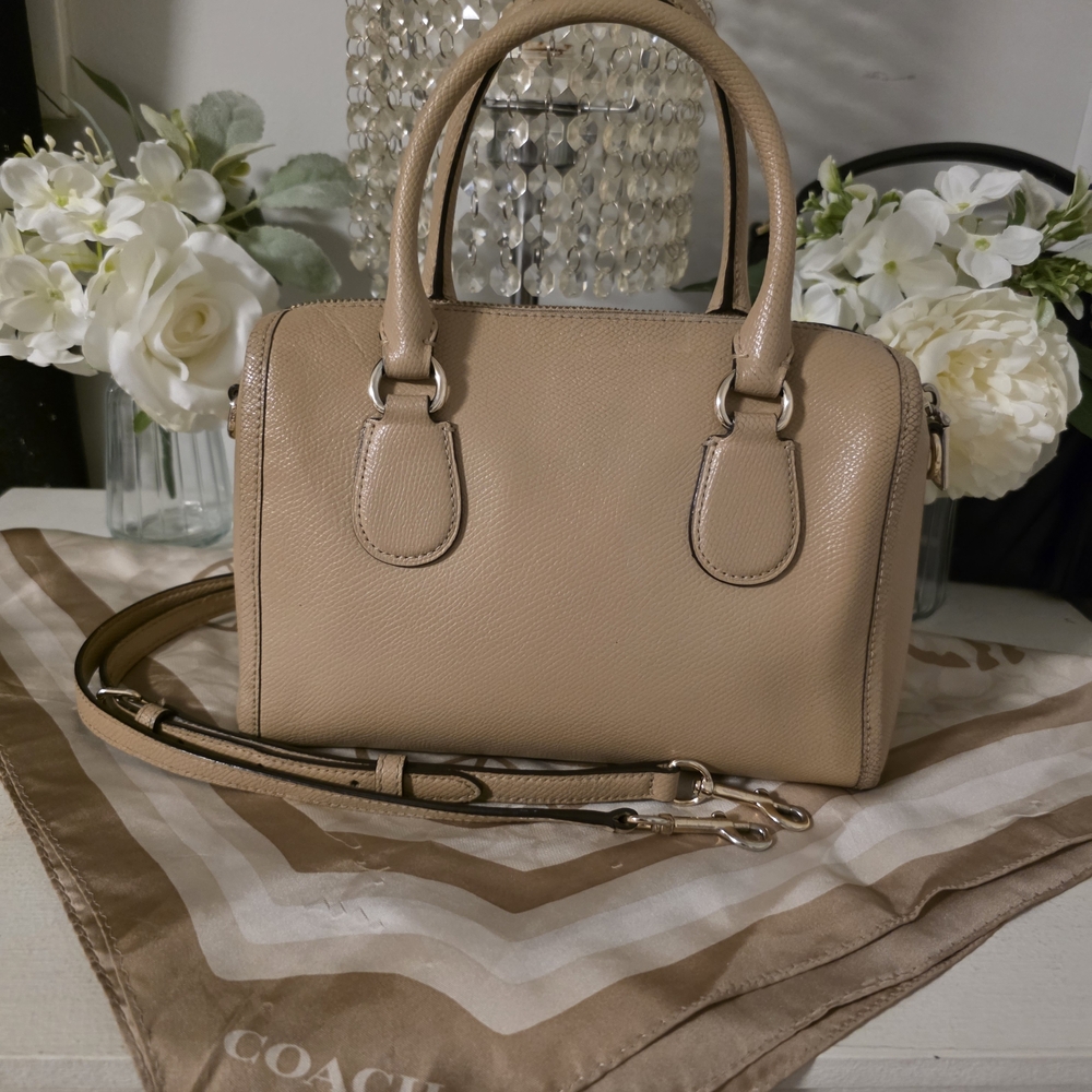 Coach Beige Leather Satchel - Picture 11 of 16